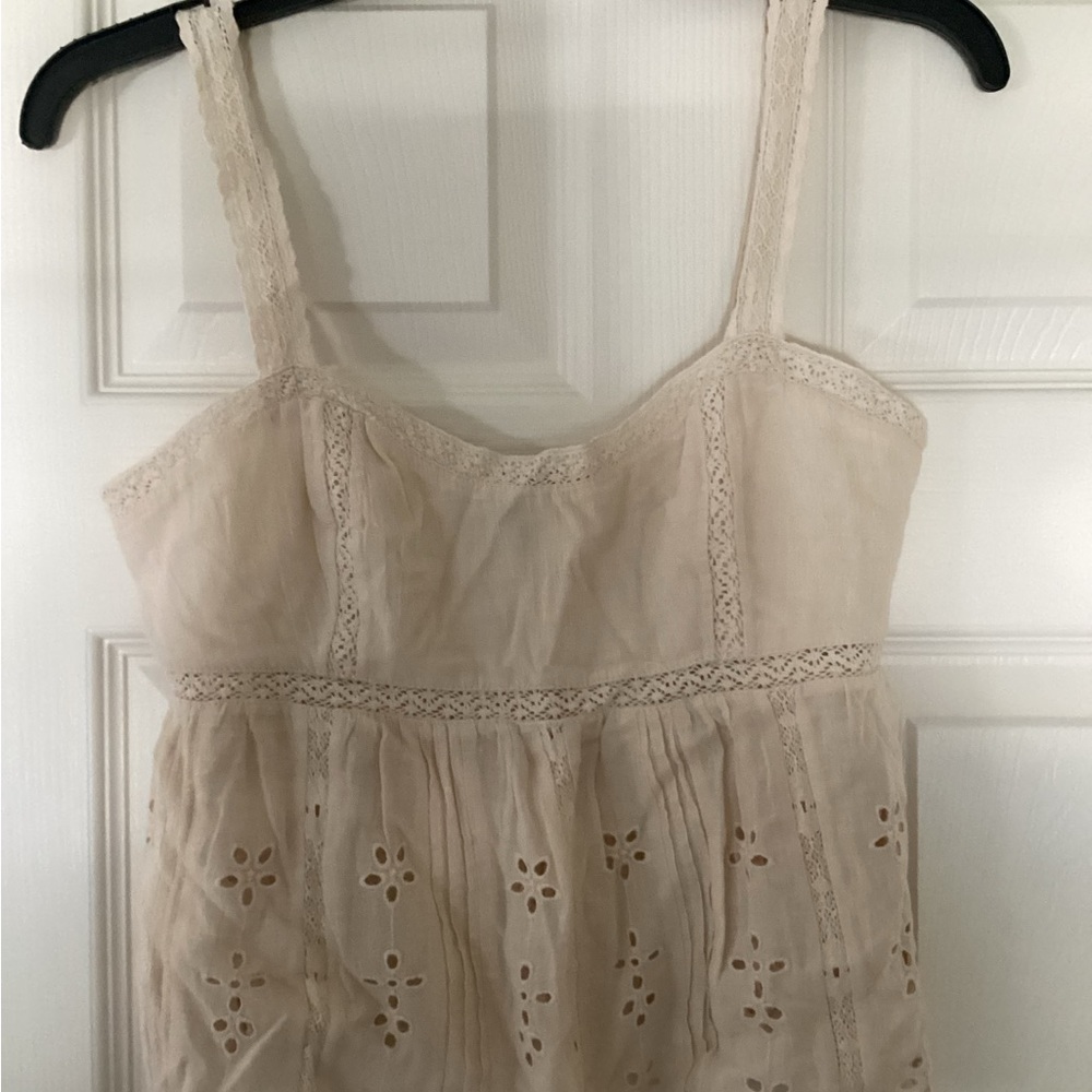 American Eagle Outfitters Cream Lace Trim Top New Without Tags